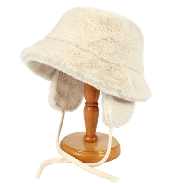 [애슬릿] 여성 퍼 귀달이 턱 끈 방한 버킷햇 벙거지 모자