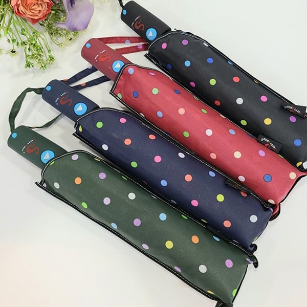 [애슬릿] 여성 예쁜 컬러 도트 반자동 우양산 양우산