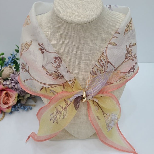 [애슬릿] 여성 봄 여름 텐셀 꽃 패턴 얇은 목 스카프