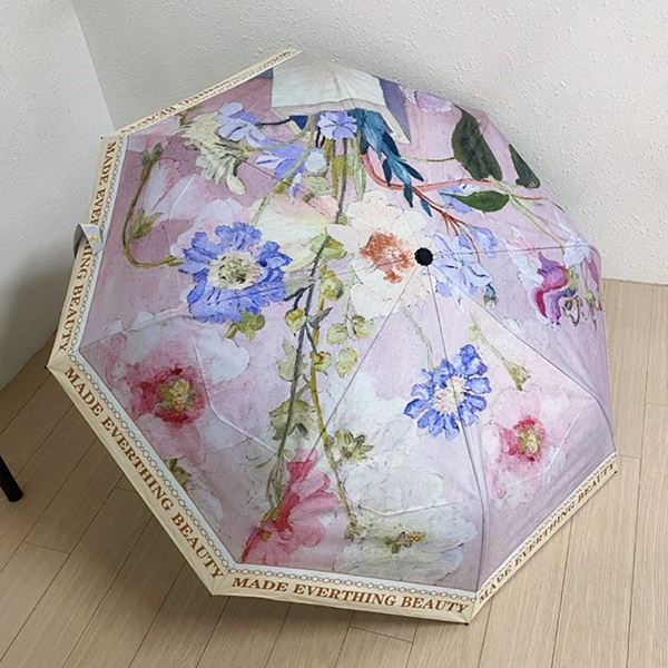 [애슬릿] 여성 꽃 자외선 차단 암막 3단 양산 우산