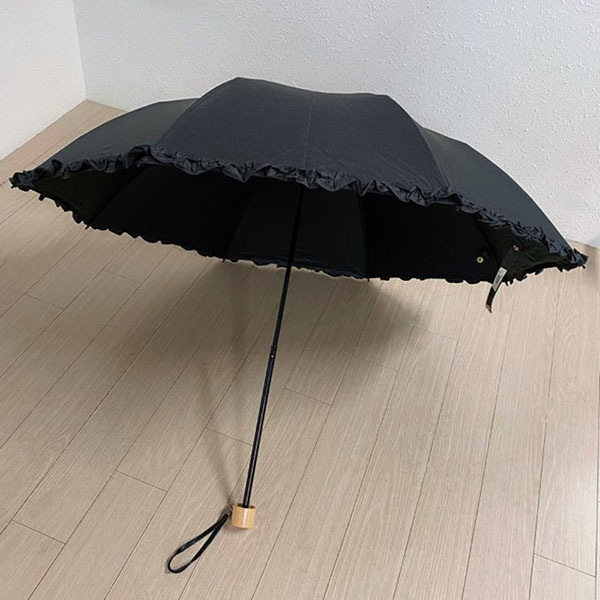 [애슬릿] 블랙 프릴 접이식 가벼운 예쁜 미니 양산