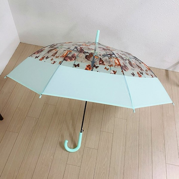[애슬릿] 튼튼한 고양이 나비 투명 자동 장우산