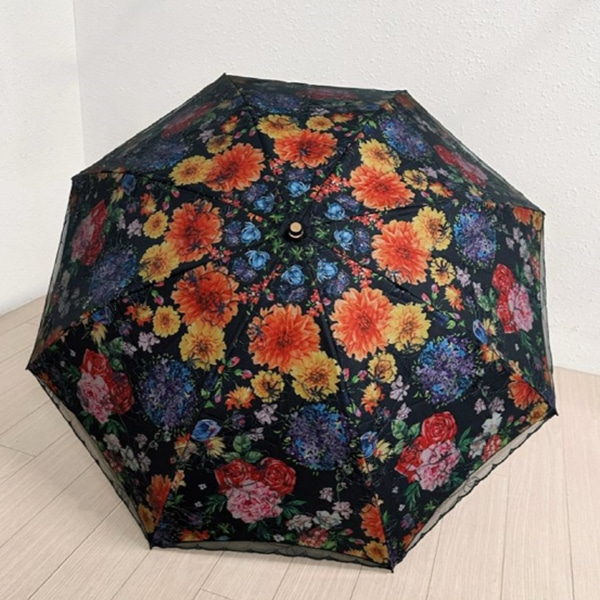 [애슬릿] 꽃 자수 레이스 접이식 휴대용 수동 양산