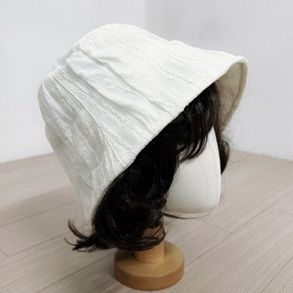 [애슬릿] 여성 주름 얇은 면 여행 벙거지 버킷햇 모자